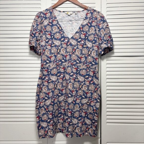 Boden Dress  Multi Color Short Sleeves Paisley Preppy Casual Ladies Size 8R US - Picture 1 of 7